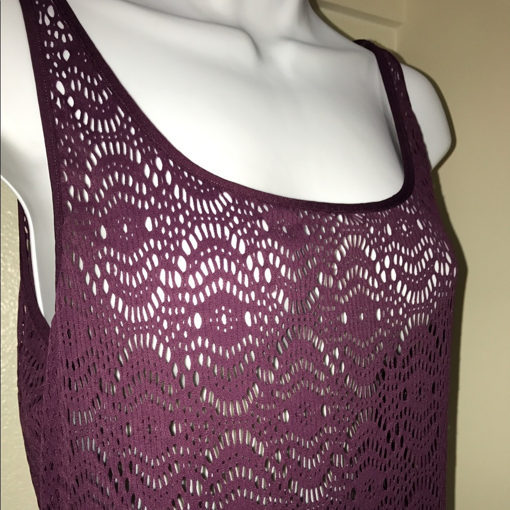 Laundry Shelli Segal Plum Crochet Swim Cover Tunic